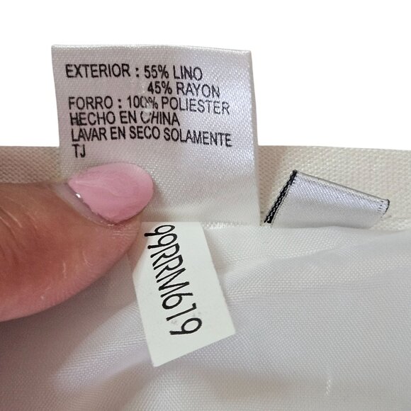 Mix By Tahari Womens Skirt Linen Blend White 8 Elegant Minimalist Quiet Luxury - Picture 7 of 11